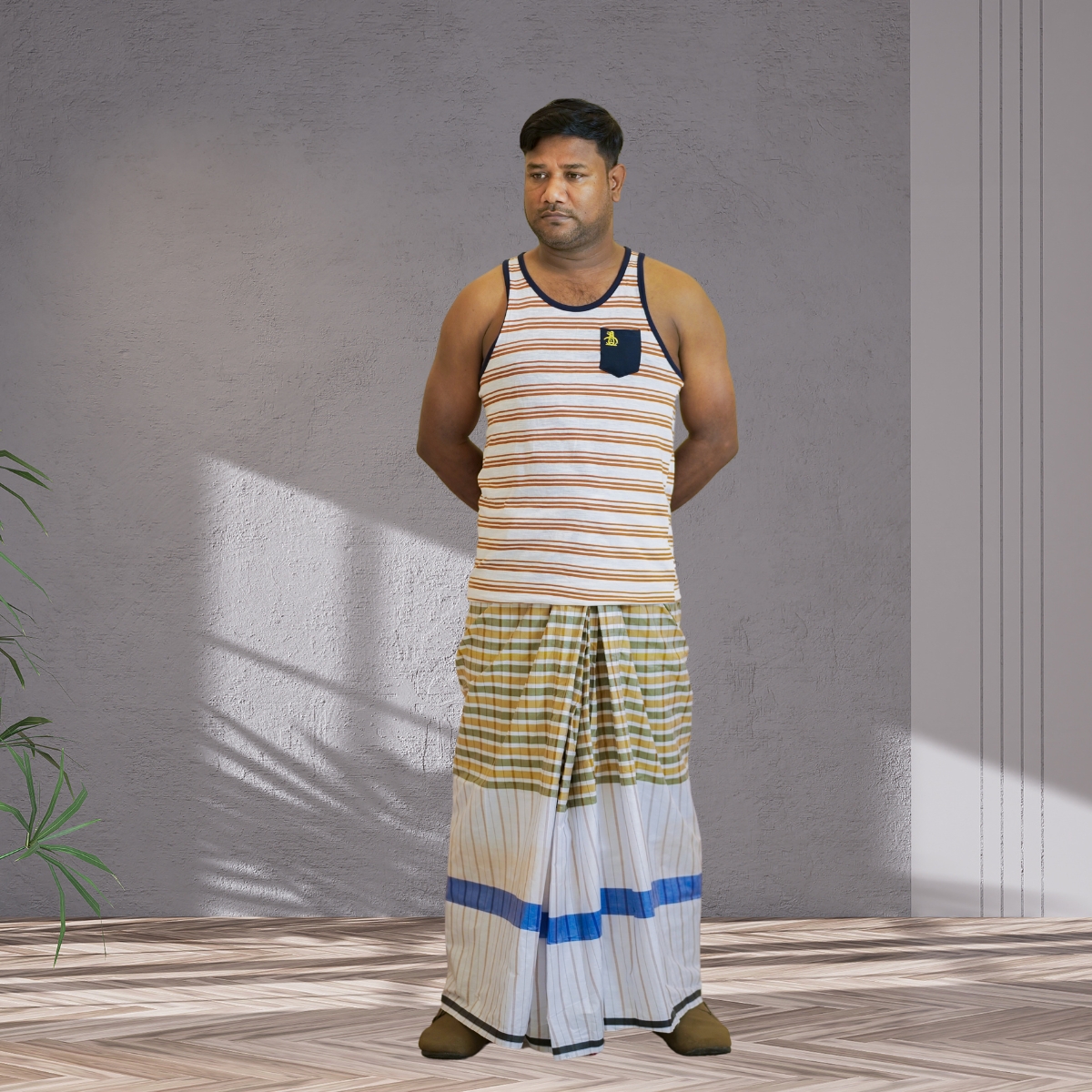 Elegant White Check Lungi – Aayin Quality